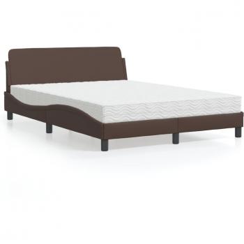 Cama con colchón marrón 120x200cm en cuero sintético