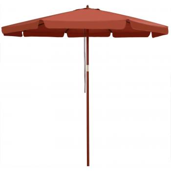 Sombrilla de Madera Terracota Ø330cm Protección UV80+ Repelente al Agua