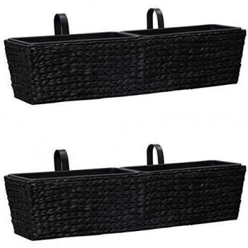 vidaXL Set de Jardineras 2 Piezas Plantador Sembradora Macetero Cultivador Matero Maceta Cultivo Siembra Plantas Jacinto de Agua Negro