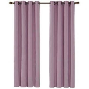 Deconovo Cortinas Dormitorio Moderno Tela Suave Gruesa para Ventanas de Habitación Juvenil con Ollaos 2 Piezas, 117x214cm, Rosa Claro
