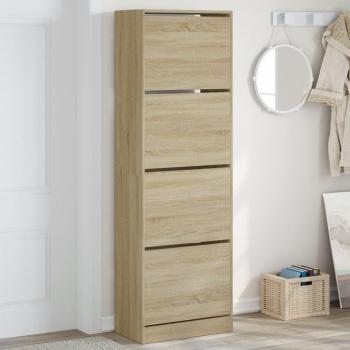 Zapatero 4 cajones abatibles roble Sonoma 60x34x187,5 cm Marrón