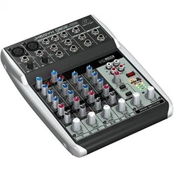 Mezclador Behringer XENYX Q802USB Premium de 8 entradas y 2 buses con preamplificadores y compresores de micrófono XENYX, ecualizadores británicos e interfaz de audio/USB