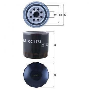 Filtro de aceite MAHLE ORIGINAL OC 1673, compatible con múltiples modelos de vehículos, diseñado para proporcionar una filtración eficiente del aceite del motor, fabricado con materiales de alta calidad para garantizar durabilidad y rendimiento óptim