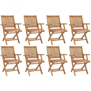 Folding Garden Chairs Set of 8 in Solid Teak Wood