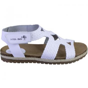 INTERBIOS 2200 Sandalias de mujer NOBUK blancas con velcro