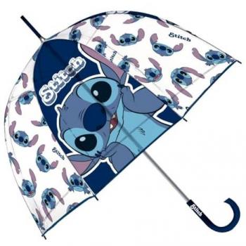 Paraguas Infantil Transparente Burbuja Stitch Manual 67 cm con Mango Impreso