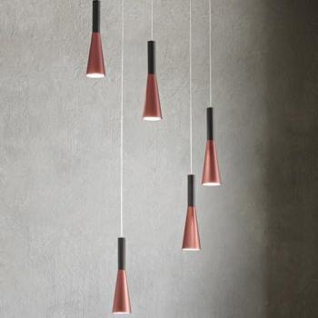 Lámpara Colgante Contemporánea CONE de Aluminio Dorado con 5 LEDs Integrados de 7W