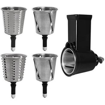 AEG 900167704 Cortar y rallar, Compatible con el Robot de Cocina UltraMix, Grueso, 1 rebanador rallador Fino, 1 Accesorio para Empujar, Negro y Plateado