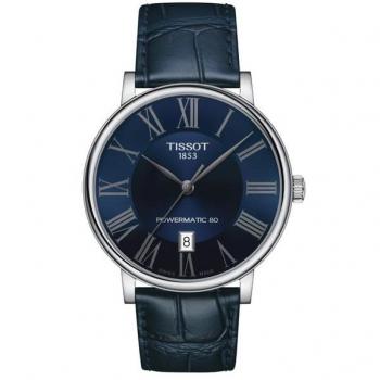 Tissot Carson Premium Powermatic 80 Men's Blue Leather Watch - 40mm, Water Resistant to 5 Bar