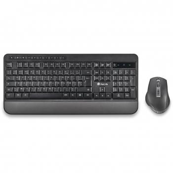 NGS Spell Kit Ergonómico de Teclado Azerty Francés + Ratón Inalámbricos Multidispositivo Negro