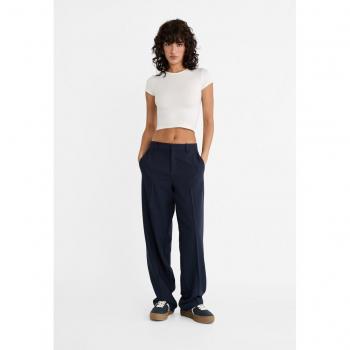 Stradivarius Navy Blue Smart Trousers with Pockets