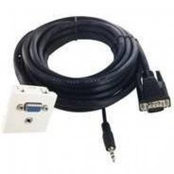 Adaptador de Cable de Video Neklan 2051052, VGA (D-Sub) + 3.5mm, Macho/Hembra, Negro/Blanco, Placa Pared/Cajetín VGA + Audio, 30m