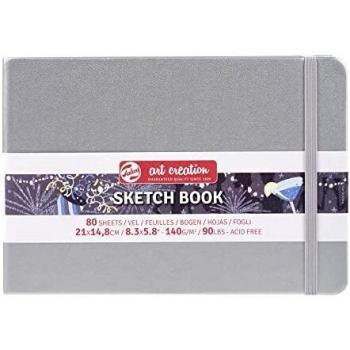 Cuaderno de Croquis Plateado Brillante 140 g/m² 80 Hojas - 14,8 x 21 cm (A5)