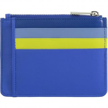 DUDU Tarjetero con monedero azul en piel de becerro napa