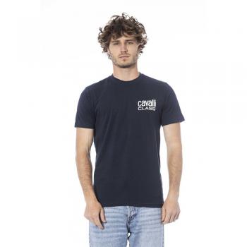 Cavalli Class Blue Logo Print Short Sleeve T-Shirt - XXL