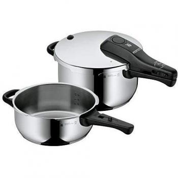 WMF Perfect - Set con Olla Rápida 22 cm de diámetro de 4 litros y medio + 3 litros, Acero Inoxidable para inducción
