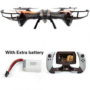 Udi U818S Large 6-Axis Gyroscope RC Quadcopter Drone Black Color with FPV Camera & WIFI-818 Real-Time FPV Remote Control witrh Extra battery