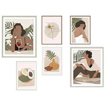 Juego de 6 cuadros DKD Home Decor Mujeres (30 x 2 x 40 cm)