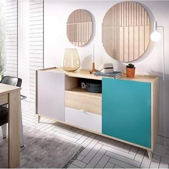 Aparador 2 Cajones Serie NOVA NaturalEsmeralda 75X155X43 cm. 03K5708665