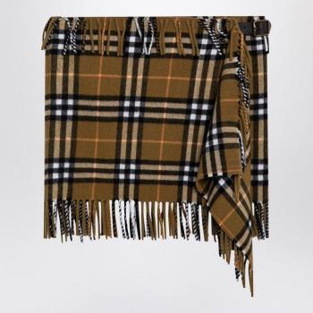 Burberry Women's Green Check Pattern Wool Blend Short Skirt - Size S