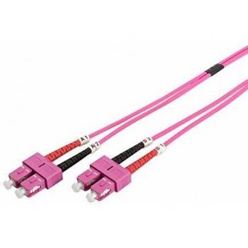 Patch cable DIGITUS FO OM4 - Cable de fibra óptica SC a SC de 2 m - LSZH - Dúplex Multimodo 50 / 125µ - 10 GBit / s - Violeta
