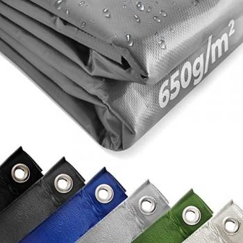 Lona de PVC 650 g/m² Impermeable y Resistente al Desgarro con Ojales de Aluminio - Varias Medidas y Colores para Protección de Piscinas y Camiones