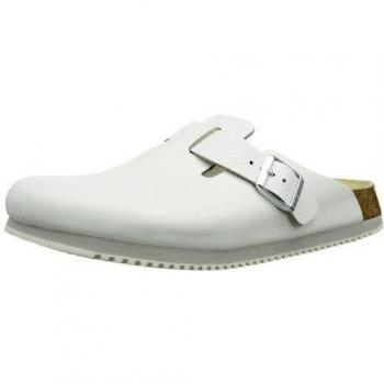 Birkenstock Boston Super Grip Clogs, Natural Leather, White, Normal Width, Size 45