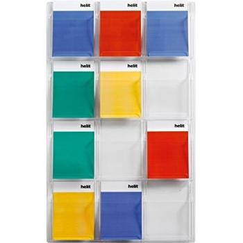 Display de pared Helit Clearly transparente con 12 compartimentos para folletos DIN A4