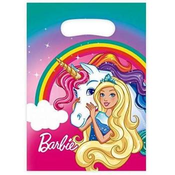 amscan Treat Bags-8 Pcs Barbie Dreamtopia-Bolsas de plástico para Dulces
