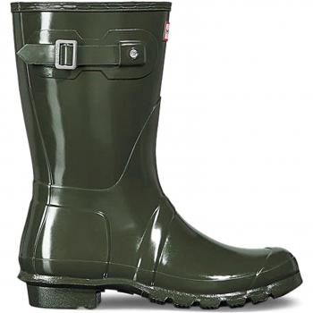 Hunter Original Short Gloss Wellington Boots - Dark Olive