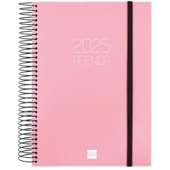 Finocam - Agenda Espiral Opaque 2025 Rosa Catalán, 1 Día Página, Enero 2025 - Diciembre 2025 (12 meses), tamaño E10-155x212 mm