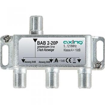 Divisor de TV Axing BAB 2-20P, Bifurcación 2 vías, 5-1218 MHz, 20 dB