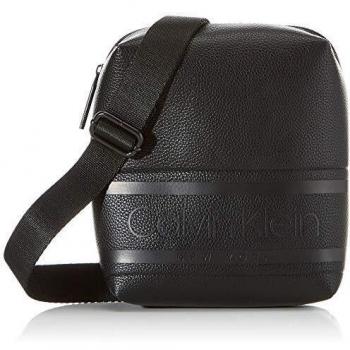 Calvin Klein - Striped Logo Pu Mini Reporter, Shoppers y bolsos de hombro Hombre, Negro