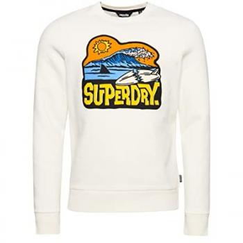 Sudadera de hombre Superdry Vintage Travel Sticker Cuello Redondo Color Hueso Desierto L