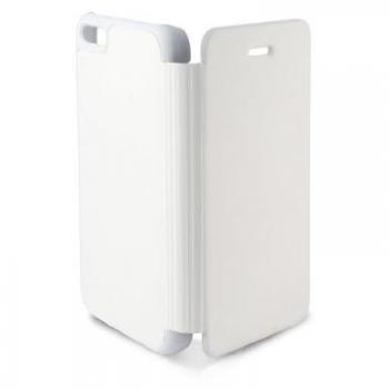 KSIX smart your tech Funda con Tapa para iPhone 5C, Semirrígida, Standing, Blanco