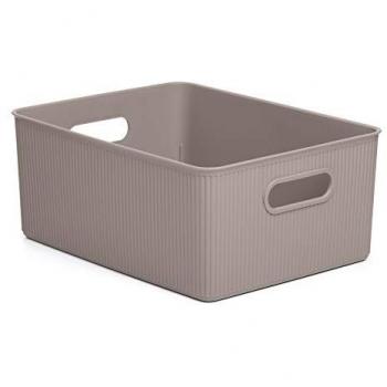 Cesta Organizadora Grande Baobab de 15L, Polipropileno Sin BPA, Color Taupe, Dimensiones 29.4 x 38.5 x 16 cm