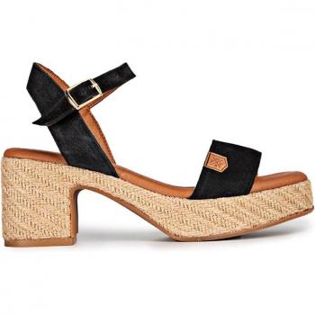Sandalias de tacón de mujer de piel con cierre de hebilla
