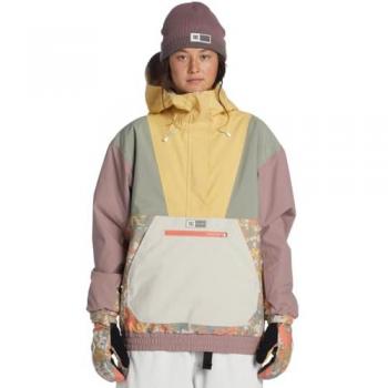 Chaqueta de esquí con capucha DC Shoes Chalet Anorak marrón amarillo verde mujer - L
