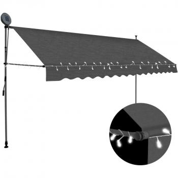 vidaXL Manual Retractable Awning with LED 400 cm Anthracite
