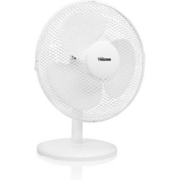 Ventilador de Sobremesa Tristar VE-5724, 30cm, 40W, Blanco, 3 Aspas, Oscilante, 3 Velocidades