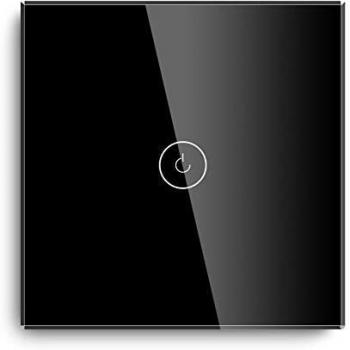 Bseed interruptor de pared wifiinterruptor inteligente 1 gang 2 vias con pantalla tactil negrocompatible con alexa google home control de app y funcion de temporizadorzse necesita neutro