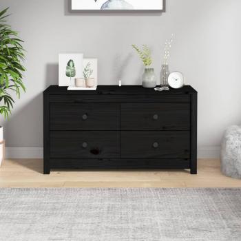 Armario Auxiliar de Madera Maciza de Pino 100x40x54 cm, Mueble de Almacenaje para Salón, Buffet Negro