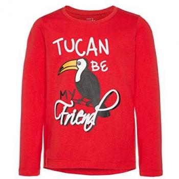 NAME IT Camiseta Manga Larga NIÑA Violet - 122-128, True Red