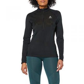 Odlo Camiseta de Mujer de Capa Intermedia con Cremallera ZEROWeight Warm, Color Negro, M