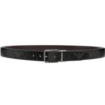 Emporio Armani Men's Reversible Logo Buckle Belt, Black, One Size