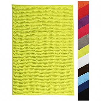 Alfombra de baño MSV Chenille de microfibra verde anís 40 x 60 cm, absorbente y antideslizante
