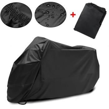 Migimi Funda para Motocicleta, Funda para Moto Impermeable Cubierta de la Moto 190T Cubierta Protectora UV Funda Protector de Moto Scooter al Aire Libre con el Bolso del Almacenaje Negro - XL