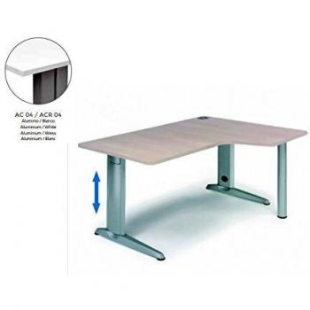 MESA DE ROCADA METAL ADJUST EN FORMA DE L DERECHA 160X120 CM COLOR BLANCO