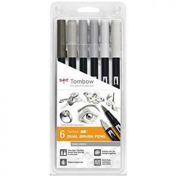 Rotuladores Tombow Dual Brush grises 6 colores
