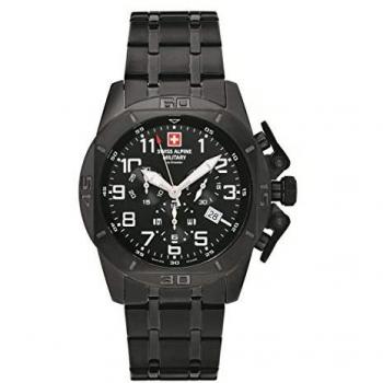 Reloj Cronógrafo Suizo Militar Alpine 7063.9177, 45mm, Resistente al Agua 10ATM, Color Negro